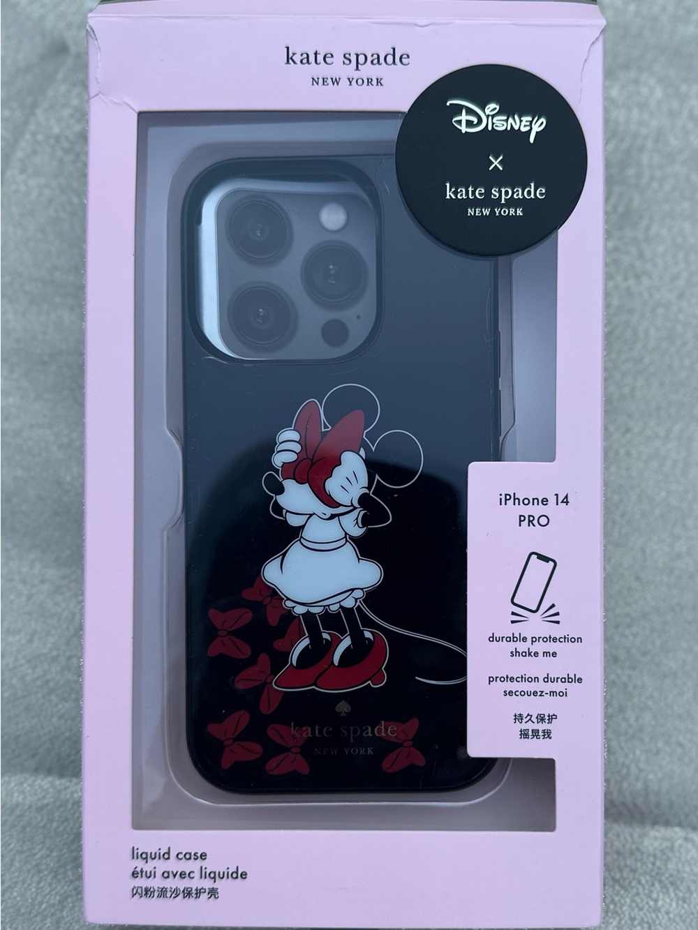 kate spade Disney Minnie Mouse Liquid iPhone 14 Pro Case - Black, Red, White